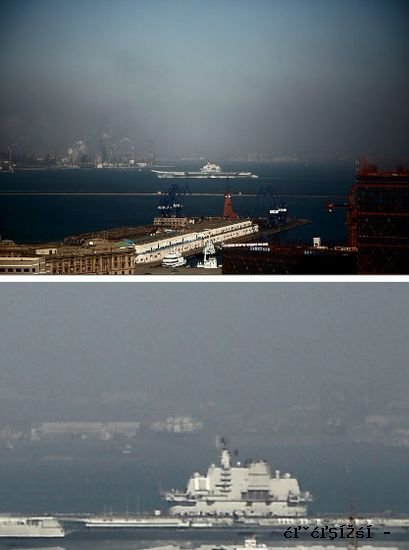 航母平台进入大连港。