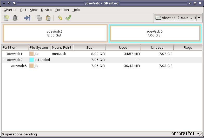 Once
the extended partition is fixed, GParted registers all the partitions just
fine.